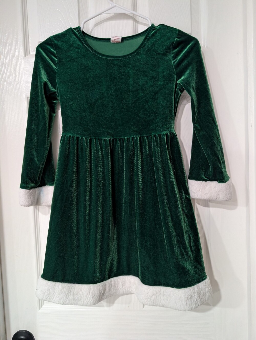 Girls Green Velvet Christmas Dress